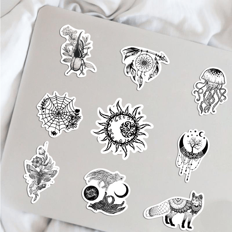 50pcs Gothic Doodle Stickers for Phone, Skateboard & More