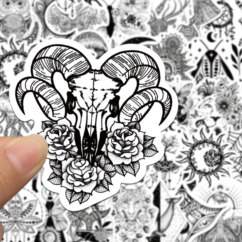 50pcs Gothic Doodle Stickers for Phone, Skateboard & More