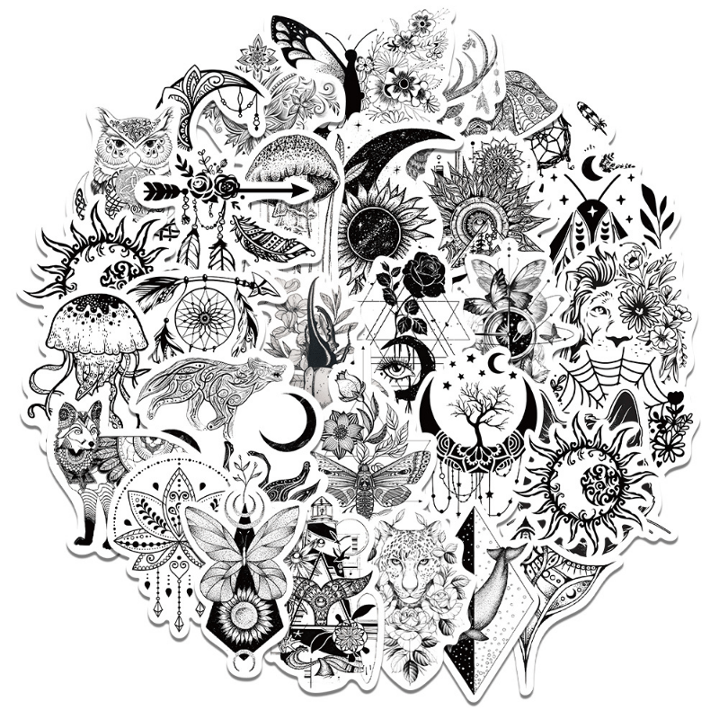 50pcs Gothic Doodle Stickers for Phone, Skateboard & More