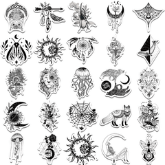 50pcs Gothic Doodle Stickers for Phone, Skateboard & More