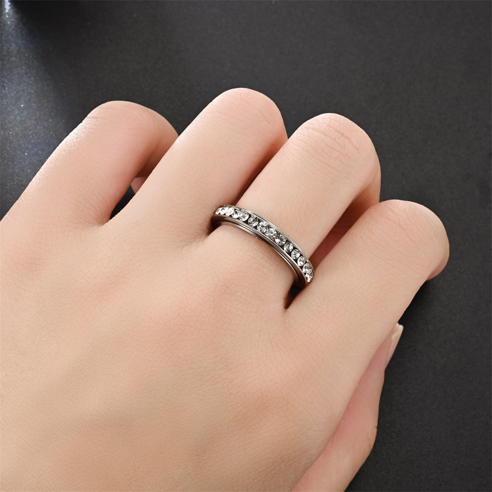 Men's Faux Diamond Ring - Stylish Silver Tone Band