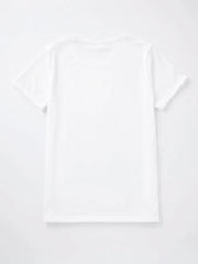 Leopard Print Heart Graphic T-shirt Crew Neck Short Sleeve Summer Top