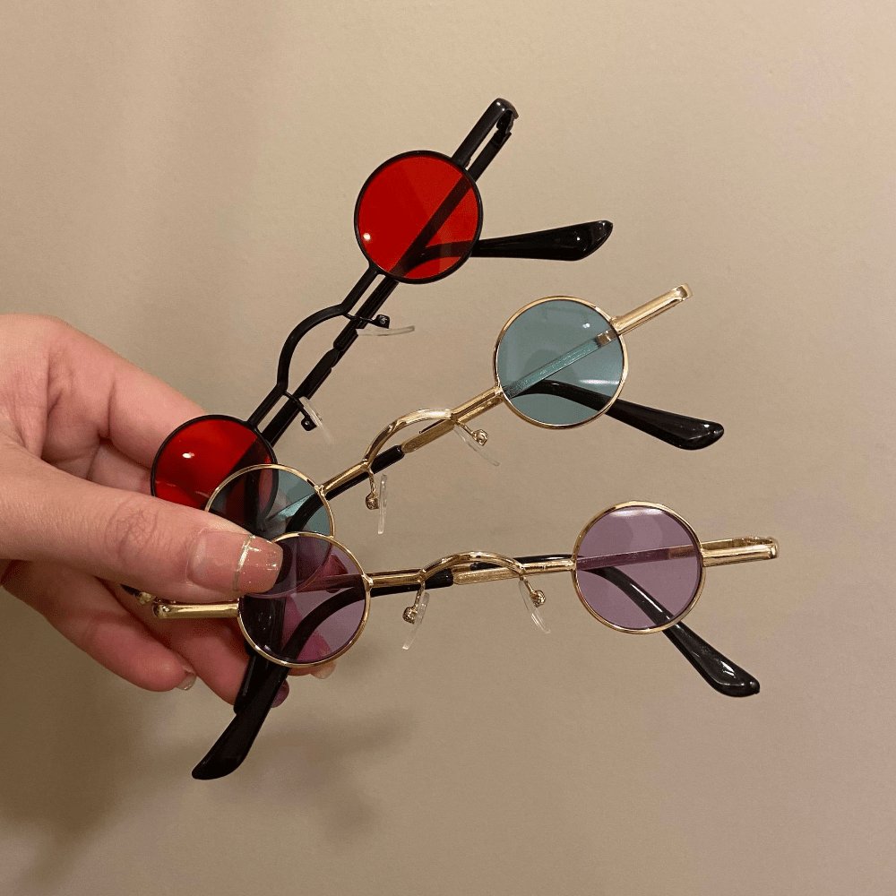Round Metal Frame Sunglasses Y2K Tinted Lens Glasses