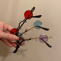 Round Metal Frame Sunglasses Y2K Tinted Lens Glasses