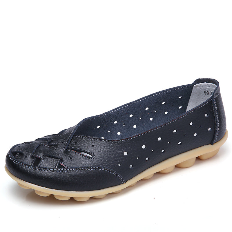 Women's Cross Strap Flat Loafers Hollow Out Slip On Shoes