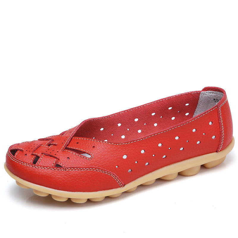 Women's Cross Strap Flat Loafers Hollow Out Slip On Shoes