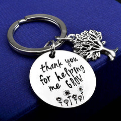 Tree Of Life & Letter Charm Keychain Metal Key Ring Purse Bag Charm