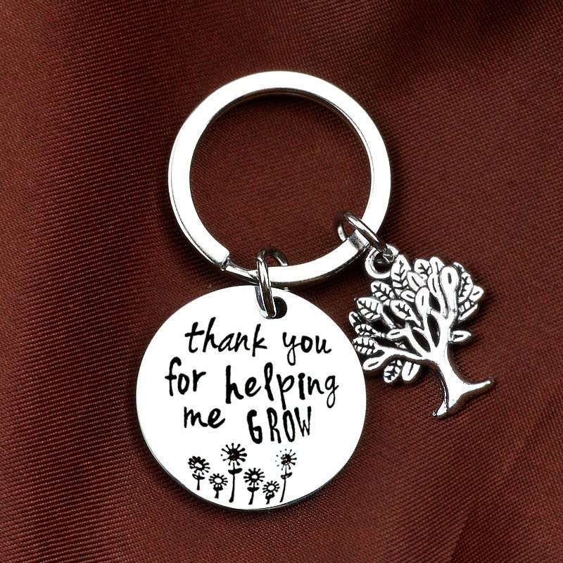 Tree Of Life & Letter Charm Keychain Metal Key Ring Purse Bag Charm
