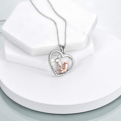 Girl And Horse Rhinestones Pendant Necklace Clavicle Chain