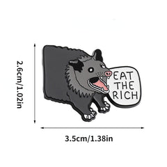 Grey Opossum Brooch Pin