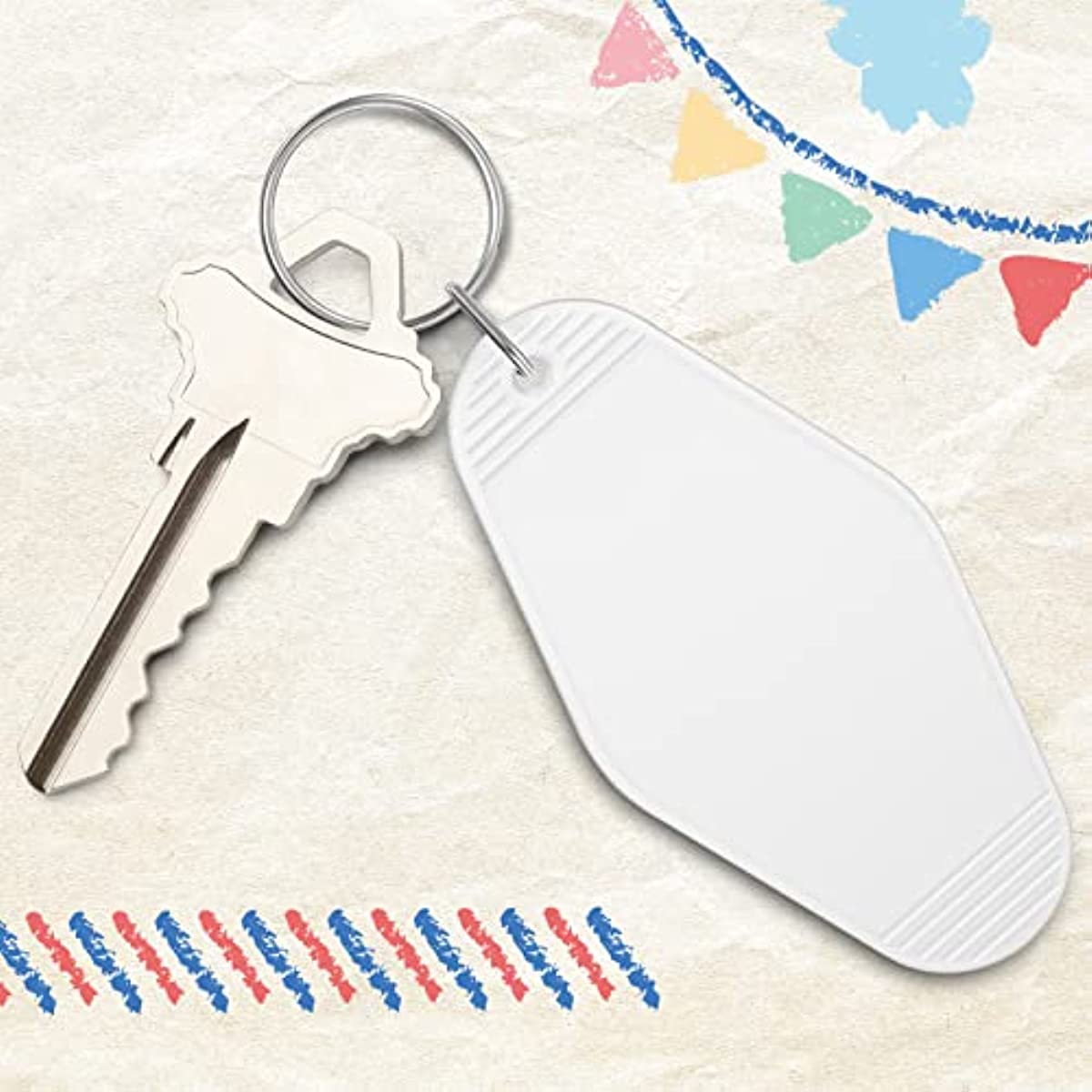30pcs Blank Plastic Key Tag Luggage Hanging Sign Vintage Hotel Number Plate