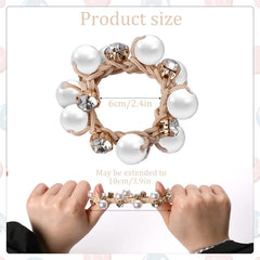 Rhinestone Pearl Charm Scrunchie Hair Tie Ponytail Holder Minimalist Hair Band