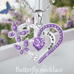 Heart Butterfly Pendant Necklace for Girls