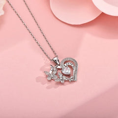 Heart Butterfly Pendant Necklace for Girls