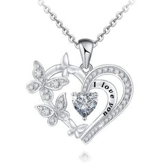 Heart Butterfly Pendant Necklace for Girls
