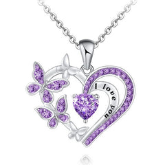 Heart Butterfly Pendant Necklace for Girls