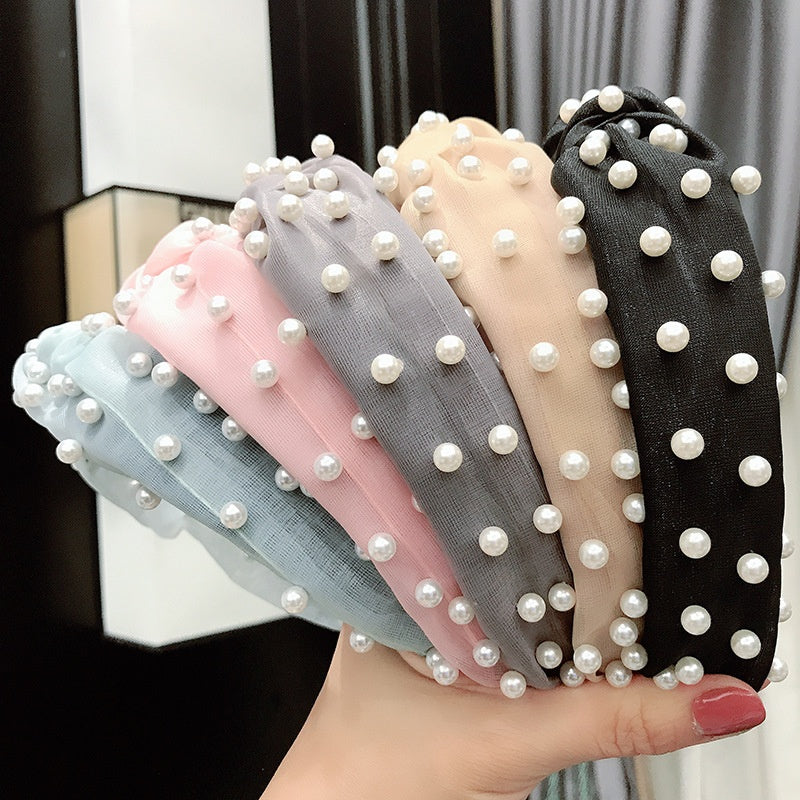 Pearl Lace Hairband Knot Headband Women