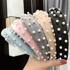 Pearl Lace Hairband Knot Headband Women