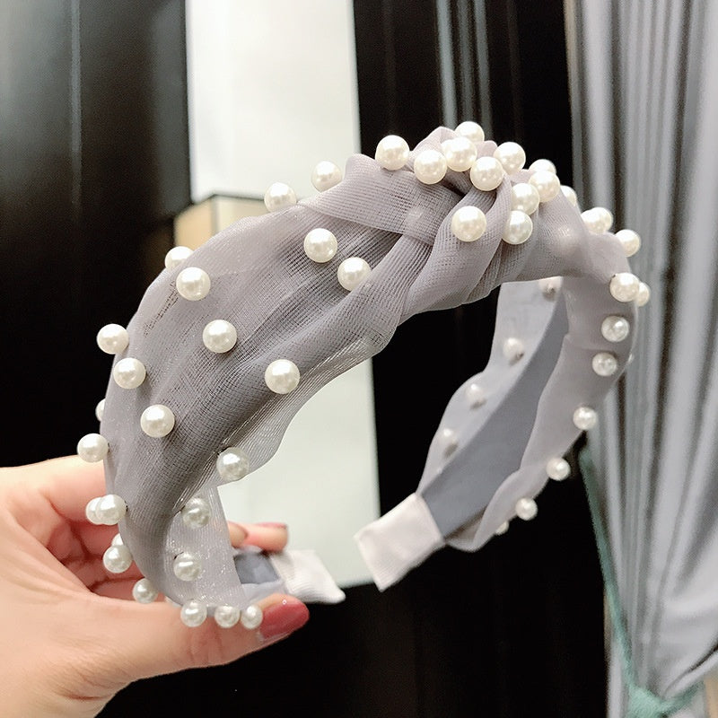 Pearl Lace Hairband Knot Headband Women