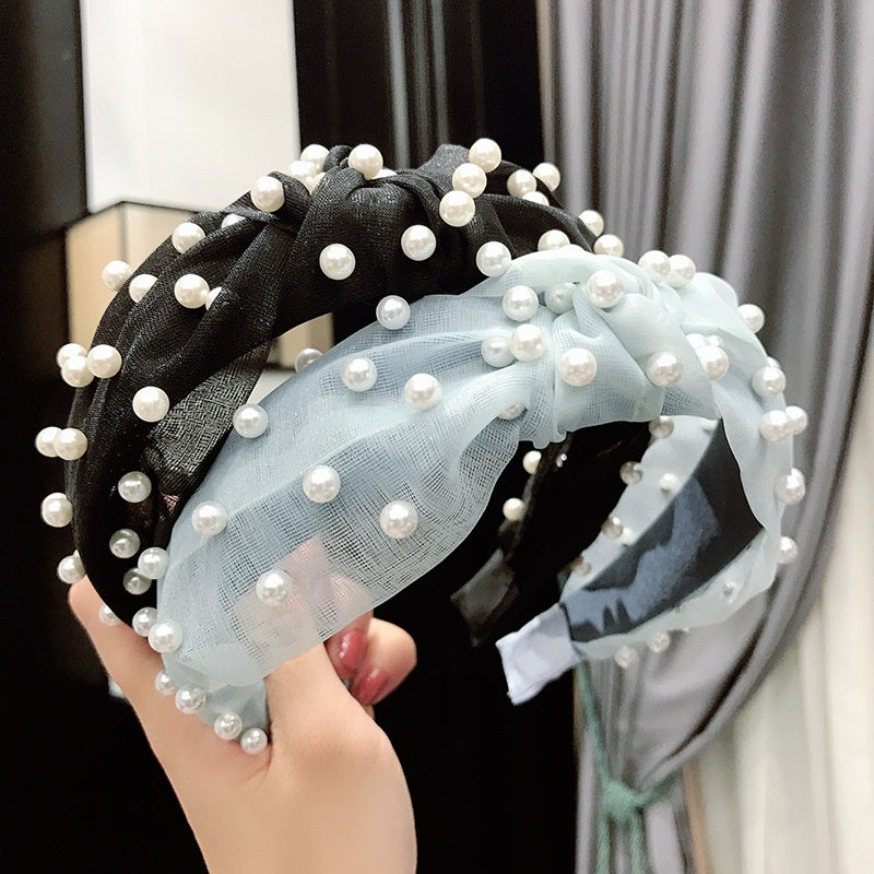 Pearl Lace Hairband Knot Headband Women
