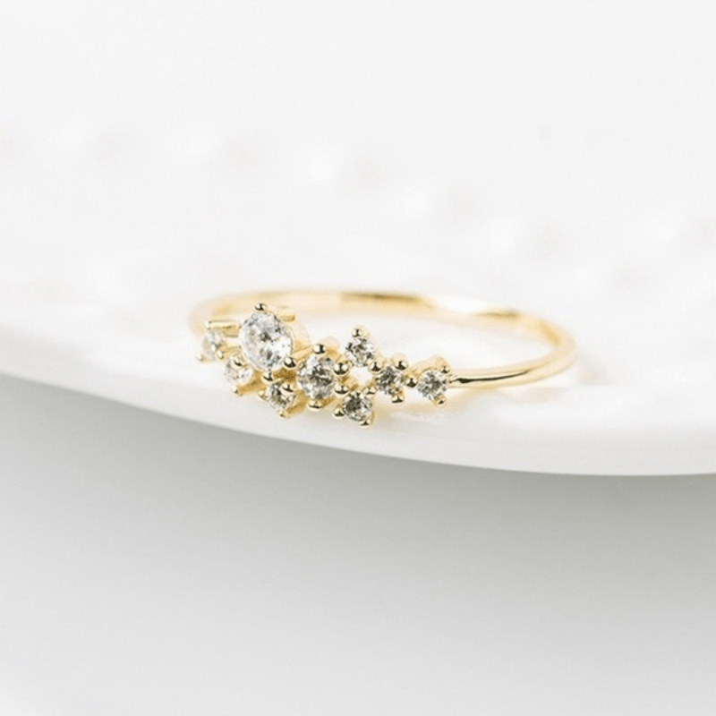 14K Plated Zircon Ring Stackable Ladies Jewelry Accessories
