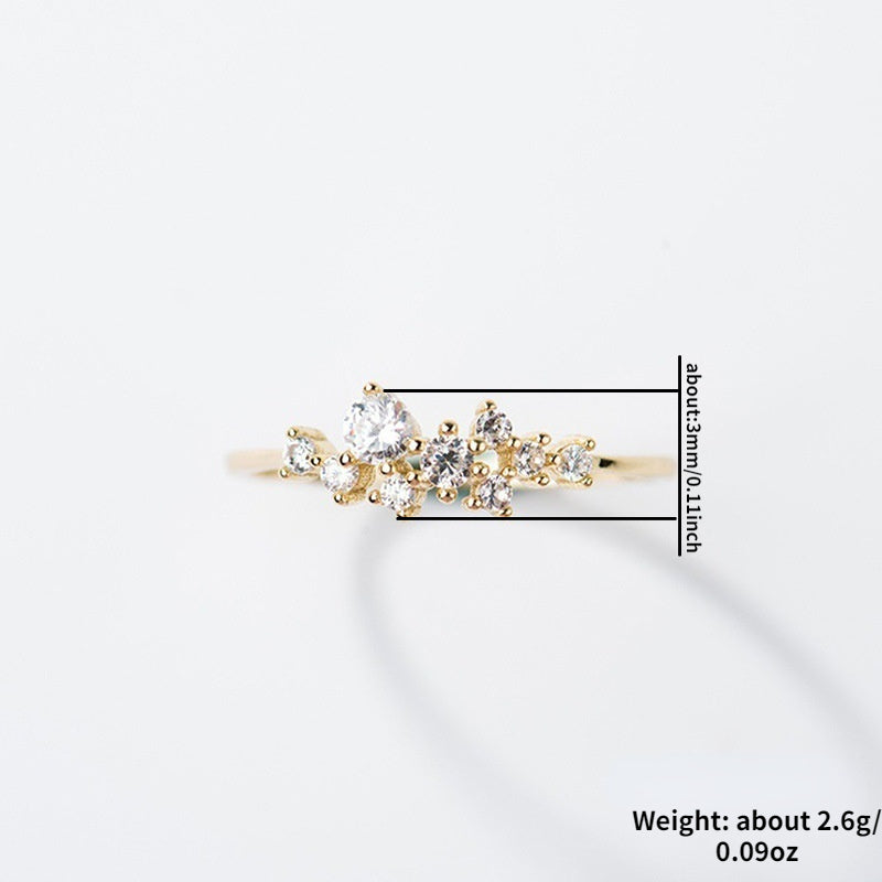 14K Plated Zircon Ring Stackable Ladies Jewelry Accessories