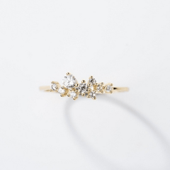 14K Plated Zircon Ring Stackable Ladies Jewelry Accessories
