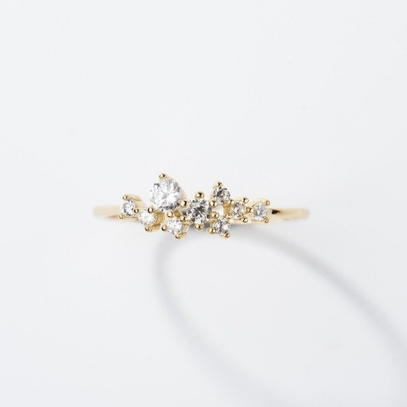 14K Plated Zircon Ring Stackable Ladies Jewelry Accessories