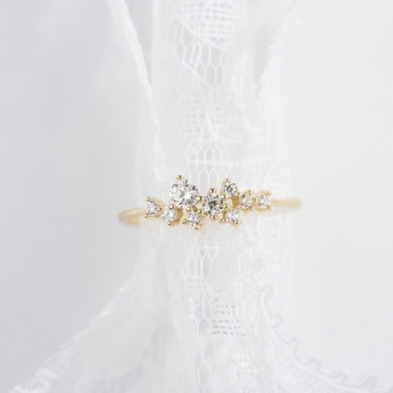 14K Plated Zircon Ring Stackable Ladies Jewelry Accessories