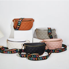 Argyle Quilted Chest Bag Wide Strap Crossbody Bag for Sports & Travel