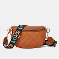 Argyle Quilted Chest Bag Wide Strap Crossbody Bag for Sports & Travel