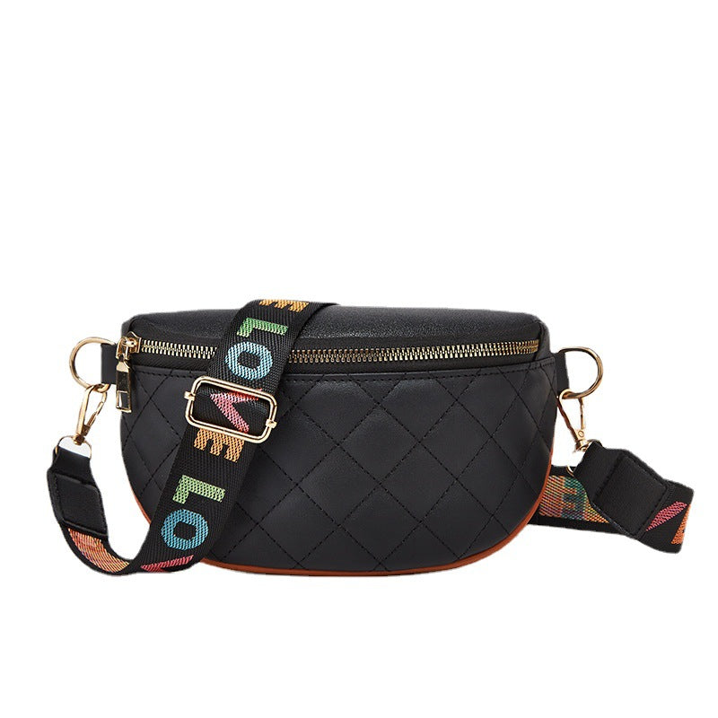 Argyle Quilted Chest Bag Wide Strap Crossbody Bag for Sports & Travel