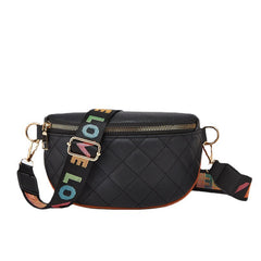 Argyle Quilted Chest Bag Wide Strap Crossbody Bag for Sports & Travel