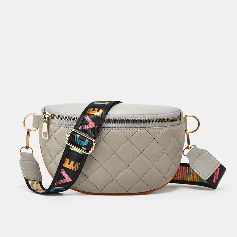 Argyle Quilted Chest Bag Wide Strap Crossbody Bag for Sports & Travel