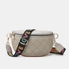 Argyle Quilted Chest Bag Wide Strap Crossbody Bag for Sports & Travel