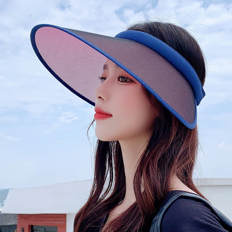 Summer Photochromic Visor Hat Mesh Wide Brim UV Protection Sun Hat for Women