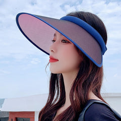 Summer Photochromic Visor Hat Mesh Wide Brim UV Protection Sun Hat for Women