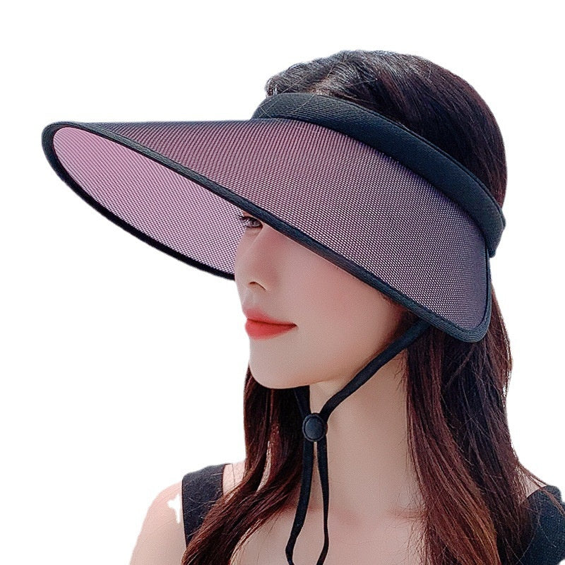Summer Photochromic Visor Hat Mesh Wide Brim UV Protection Sun Hat for Women