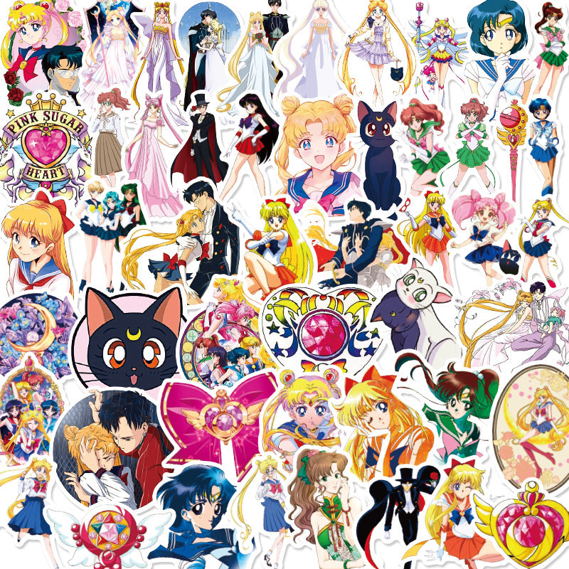 50pcs Anime Girl Stickers for Phones Water Bottles Notebooks