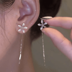 Rhinestone Tassel Stud Earrings Long Thin Dangle Earrings