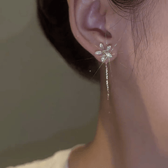 Rhinestone Tassel Stud Earrings Long Thin Dangle Earrings