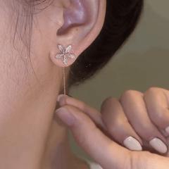 Rhinestone Tassel Stud Earrings Long Thin Dangle Earrings