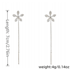 Rhinestone Tassel Stud Earrings Long Thin Dangle Earrings