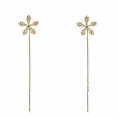 Rhinestone Tassel Stud Earrings Long Thin Dangle Earrings