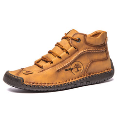Men's Stitch Mid Top Lace Up Boots - Outdoor Non Slip Shoes