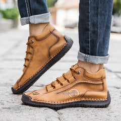 Men's Stitch Mid Top Lace Up Boots - Outdoor Non Slip Shoes