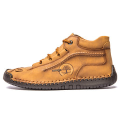 Men's Stitch Mid Top Lace Up Boots - Outdoor Non Slip Shoes