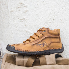 Men's Stitch Mid Top Lace Up Boots - Outdoor Non Slip Shoes