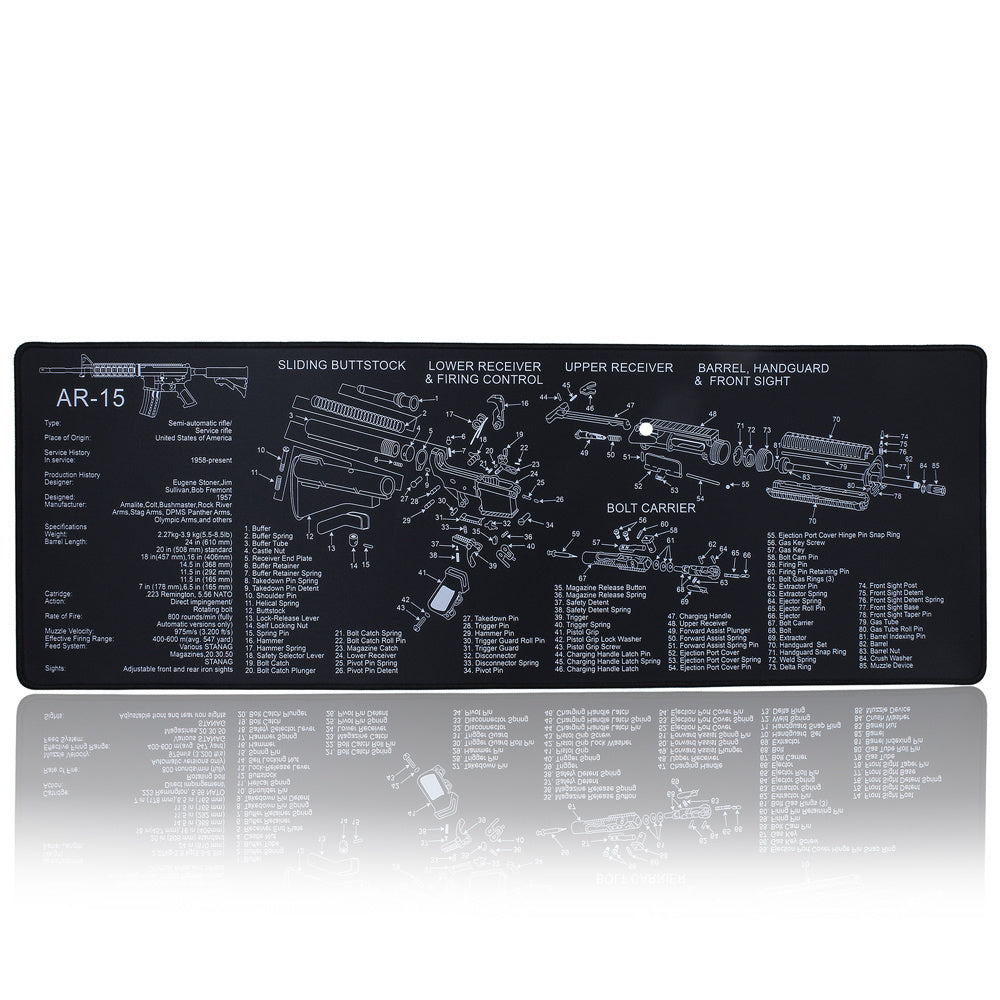 AR15 Gun Cleaning Mat with Parts Diagram & Instructions