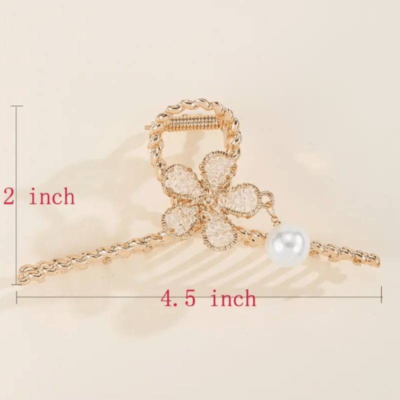 Flower & Pearl Hair Claw Banana Clip Non Slip Hair Accessory